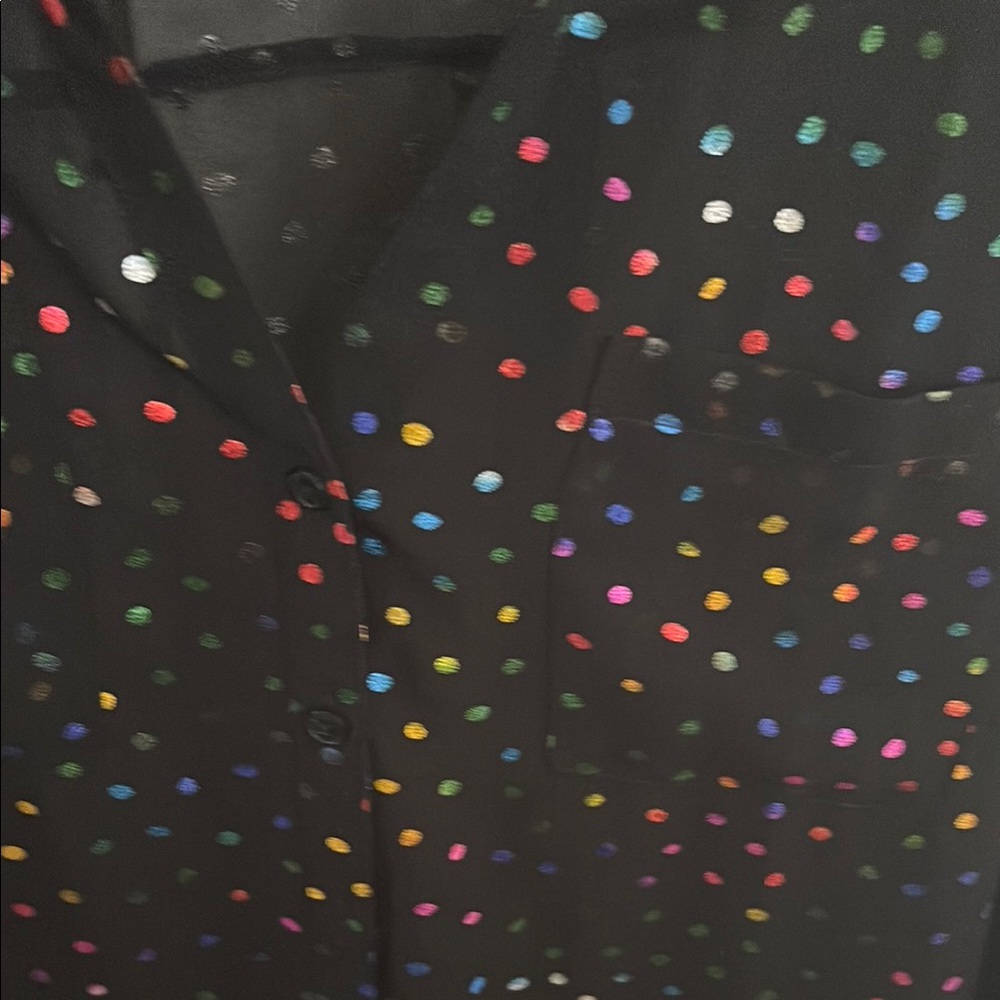 Express Black see through Blouse with Colorful Dots - Picture 8 of 8
